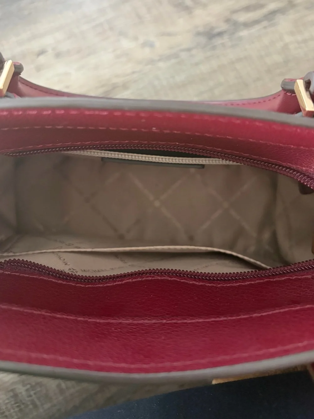 Michael Kors Deep Berry Leather Satchel with Gold Hardware - Picture 6 of 7